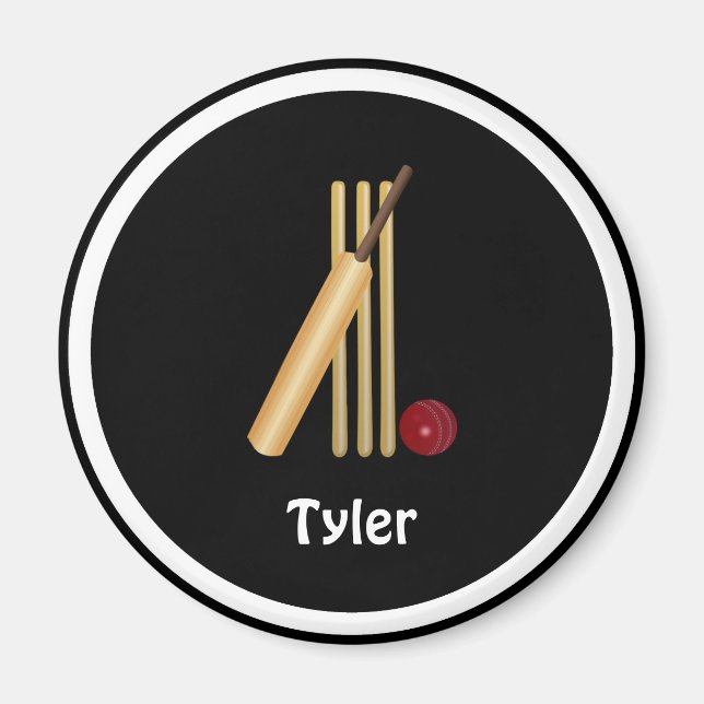 Cricket - Wicket, bat and ball, template Magnet (Front)