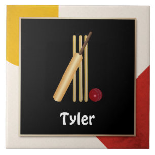 Cricket - Wicket, bat and ball - template  Tile