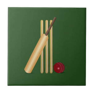 Cricket - Wicket, bat and ball Tile
