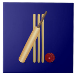 Cricket - wicket, bat and ball tile