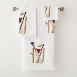 Cricket Wickets And Ball, Bath Towel Set