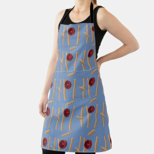 Cricket Wickets And Ball Pattern, Fullprint Apron