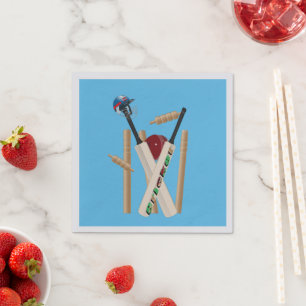 Cricket Wickets, Helmet, Bats And Ball, Napkin
