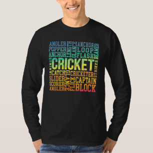 Cricket Word Cloud Cricketer Bat And Ball Player C T-Shirt