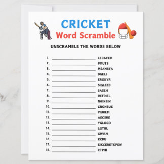 Cricket Word Scramble Game