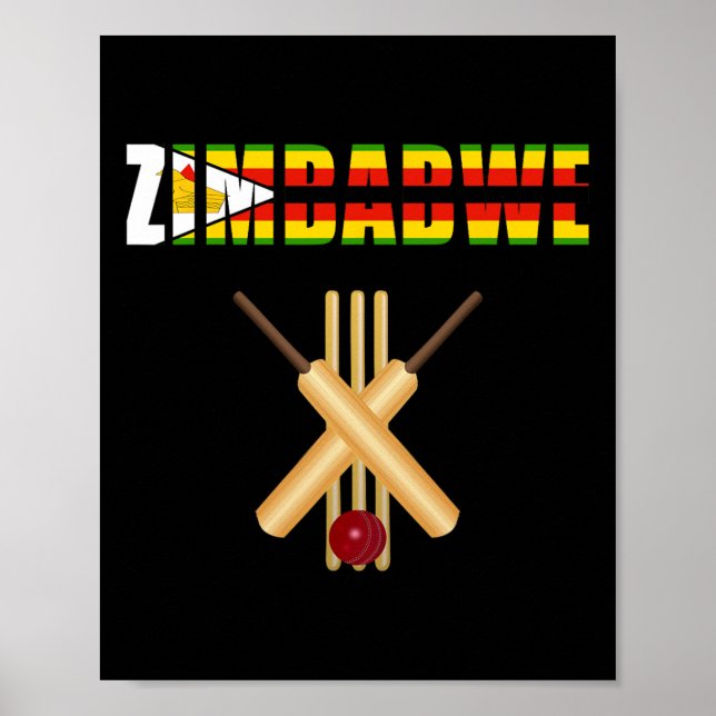 Cricket Zimbwe Flag T Ll Wicket  Poster (Front)