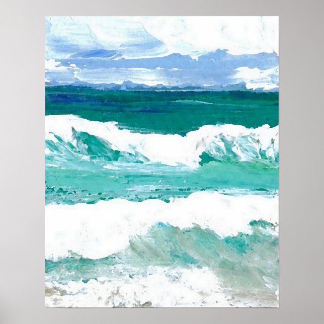 CricketDiane Beach Poster - Ocean Waves in Action (Front)