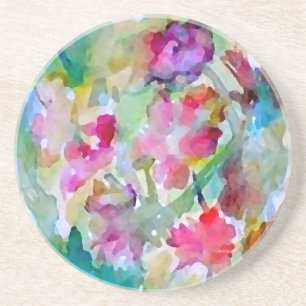 CricketDiane Flower Garden Watercolor Abstract Coaster