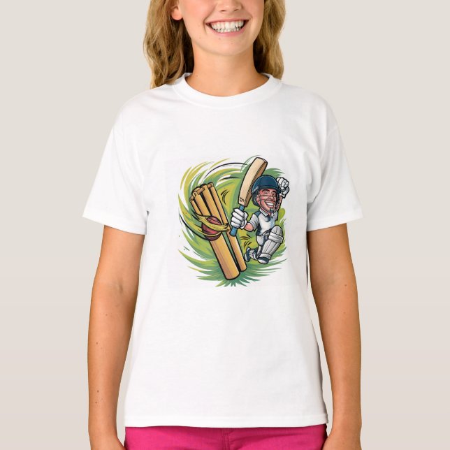 Cricketer,ball and bat with wicket tucker hat T-Shirt (Front)