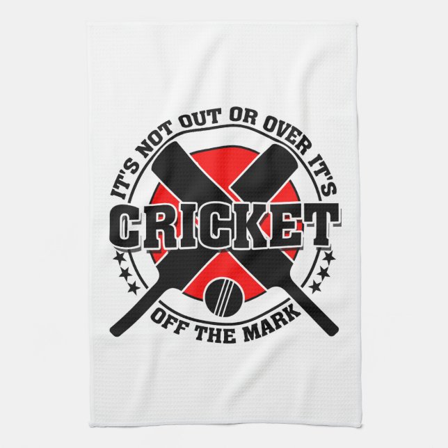 Cricketer's Off The Mark Cricket Tea Towel (Vertical)
