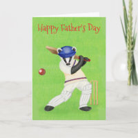 Cricketing badger Father's Day card
