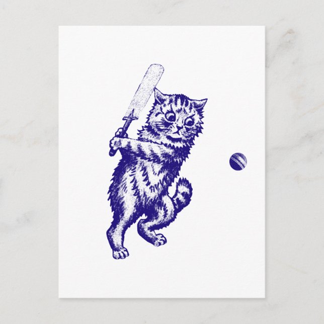 Cricketing Cat Gifts Postcard (Front)