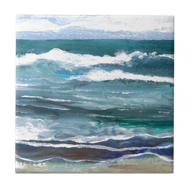 Cricket's Sea - Ocean Waves Beach Gifts Tile (Front)