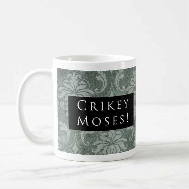 Crikey Moses! Pattern Black Coffee Mug (Left)