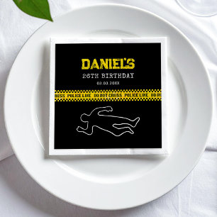 Crime Scene Birthday Party with Yellow Police Tape Napkin