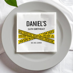 Crime Scene Birthday Party with Yellow Police Tape Napkin
