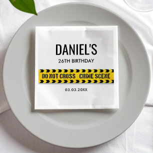 Crime Scene Birthday Party with Yellow Police Tape Napkin