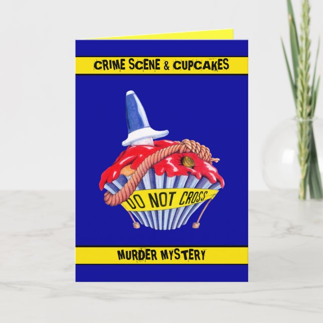 Crime Scene Cupcake Murder Mystery Invitation Card (Front)