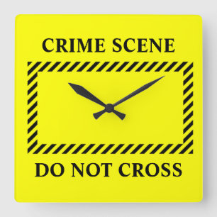 Crime Scene Do Not Cross Square Wall Clock