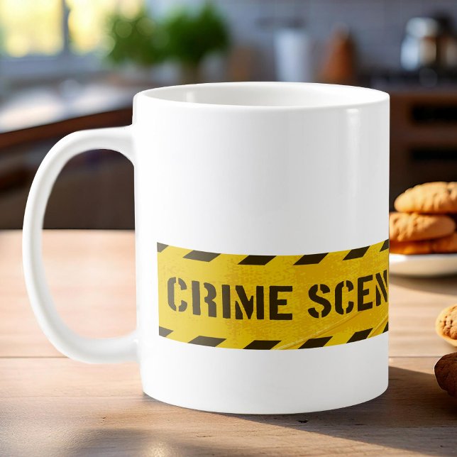 Crime scene do not cross yellow stripes coffee mug (Creator Uploaded)