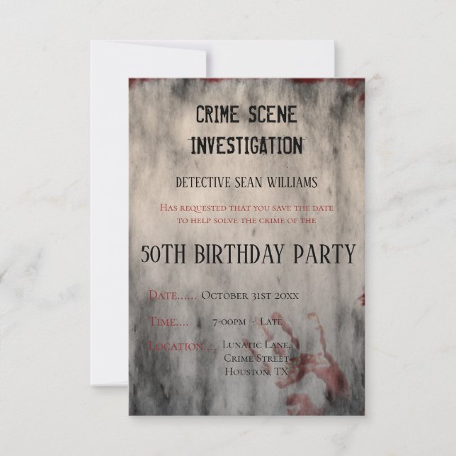 Crime Scene Investigation 50th Save The Date (Front)
