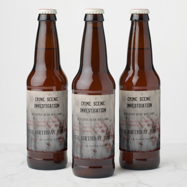 Crime Scene Investigation Birthday Thank You   Beer Bottle Label (Bottles)