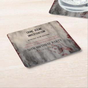 Crime Scene Investigation Birthday Thank You Square Paper Coaster