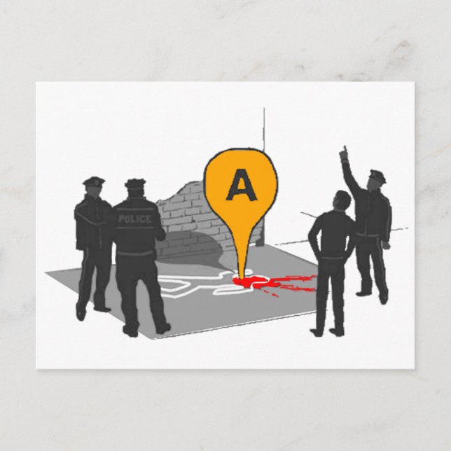 Crime Scene Map with Police and Body Outline Postcard (Front)