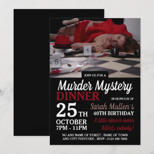 Crime Scene, Murder Mystery Birthday Dinner Invitation