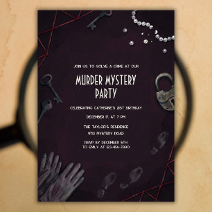 Crime Scene Murder Mystery Birthday Party Invitation