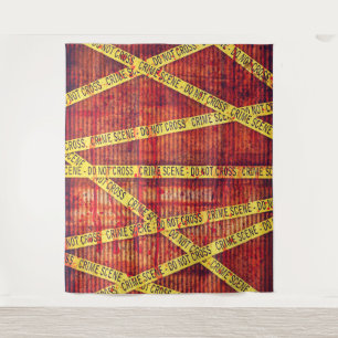 Crime Scene Tape Scary Wall Tapestry