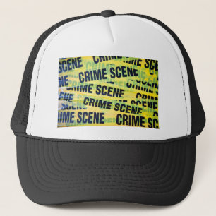 Crime scene tape, trucker hat