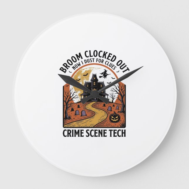 Crime Scene Technician Shirt Funny Halloween Haunt Large Clock (Front)