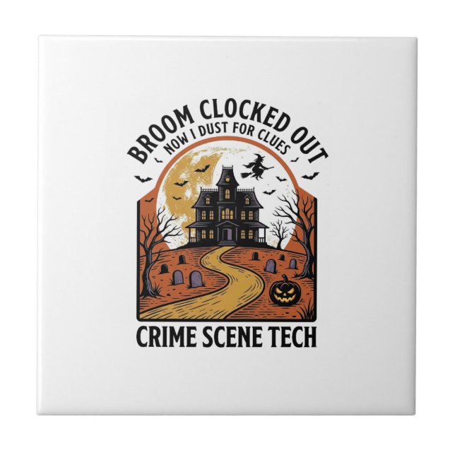Crime Scene Technician Shirt Funny Halloween Haunt Tile (Front)