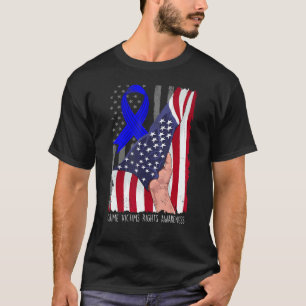 Crime Victims Rights Awareness American Flag Blue T-Shirt