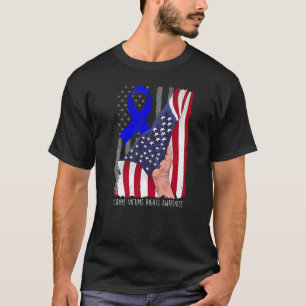 Crime Victims Rights Awareness American Flag Blue T-Shirt