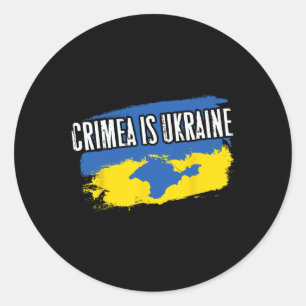 Crimea Is Ukraine - Ua Flag Colors Map Of Crimean  Classic Round Sticker