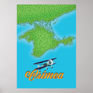 Crimea vintage style travel poster map