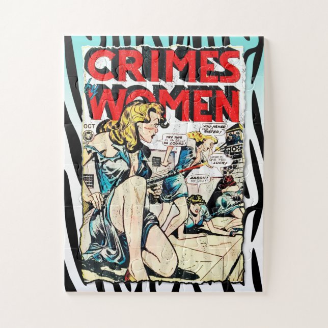 Crimes by Women #3 Golden Age Comic Book Cover Jigsaw Puzzle (Vertical)