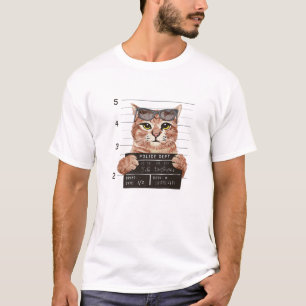 Criminal Cat Sofa Destroyer Mug Shot Of Arrested C T-Shirt