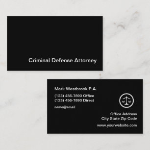 Criminal Defense Attorney Minimalist Business Card