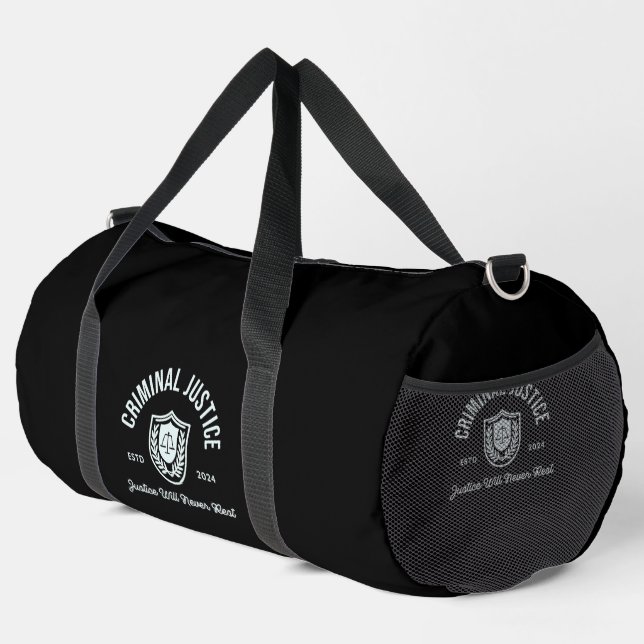 Criminal Justice "Justice will never rest" 2024 Duffle Bag (Right Corner)
