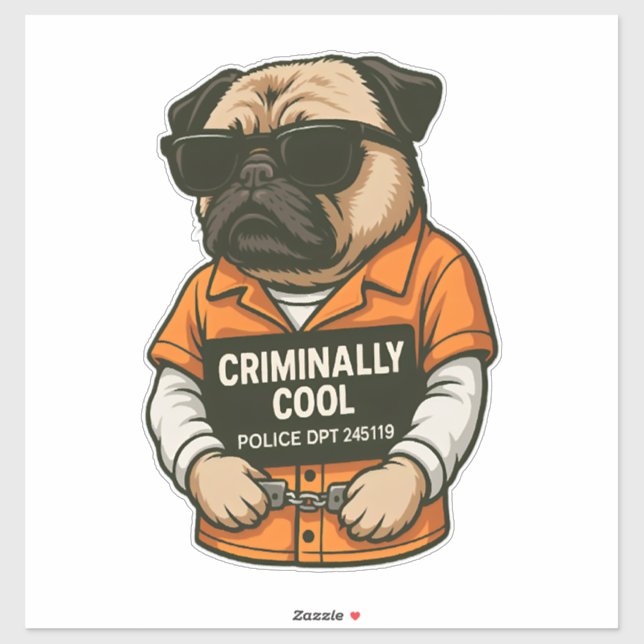 Criminally Cool Pug � Funny Mugshot Dog Design (Sheet)