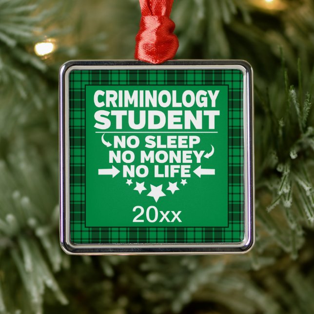 Criminology College Student Green Plaid Xmas Metal Tree Decoration (Tree)