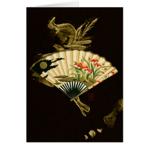 Crimped Oriental Fan with Floral Design