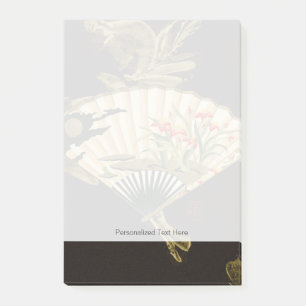 Crimped Oriental Fan with Floral Design Post-it Notes