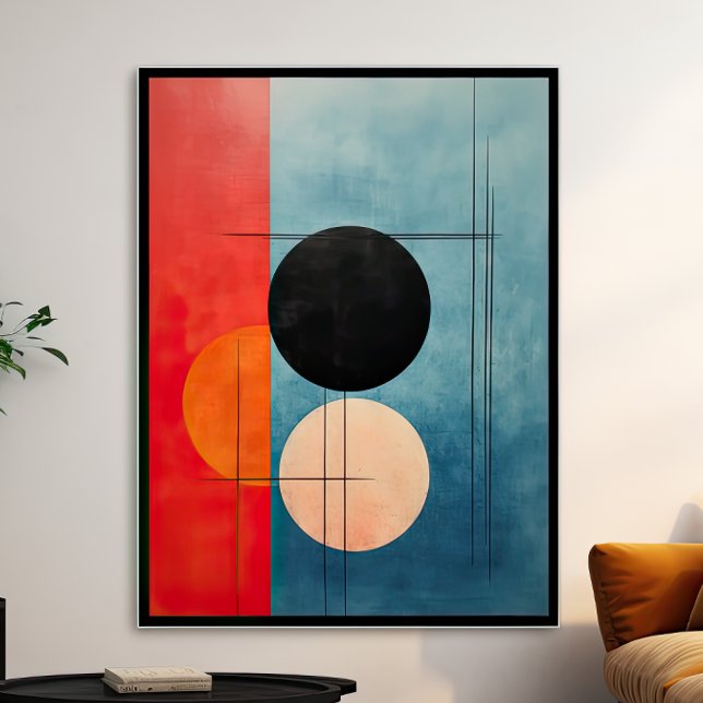Crimson and Azure: Abstract Geometric Minimalist Poster (Creator Uploaded)