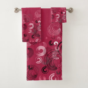 Crimson and Black Bath Towel Set