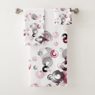 Crimson and Black Bath Towel Set