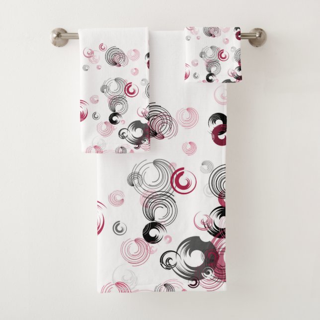 Crimson and Black Bath Towel Set (Insitu)